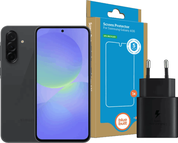 Samsung Galaxy A36 128GB Zwart 5G + Basis Accessoirepakket