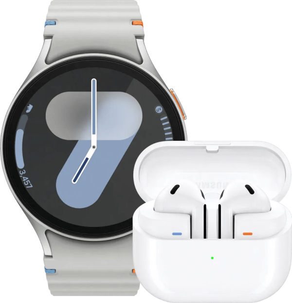 Samsung galaxy watch 7 zilver 44mm + galaxy buds3 wit