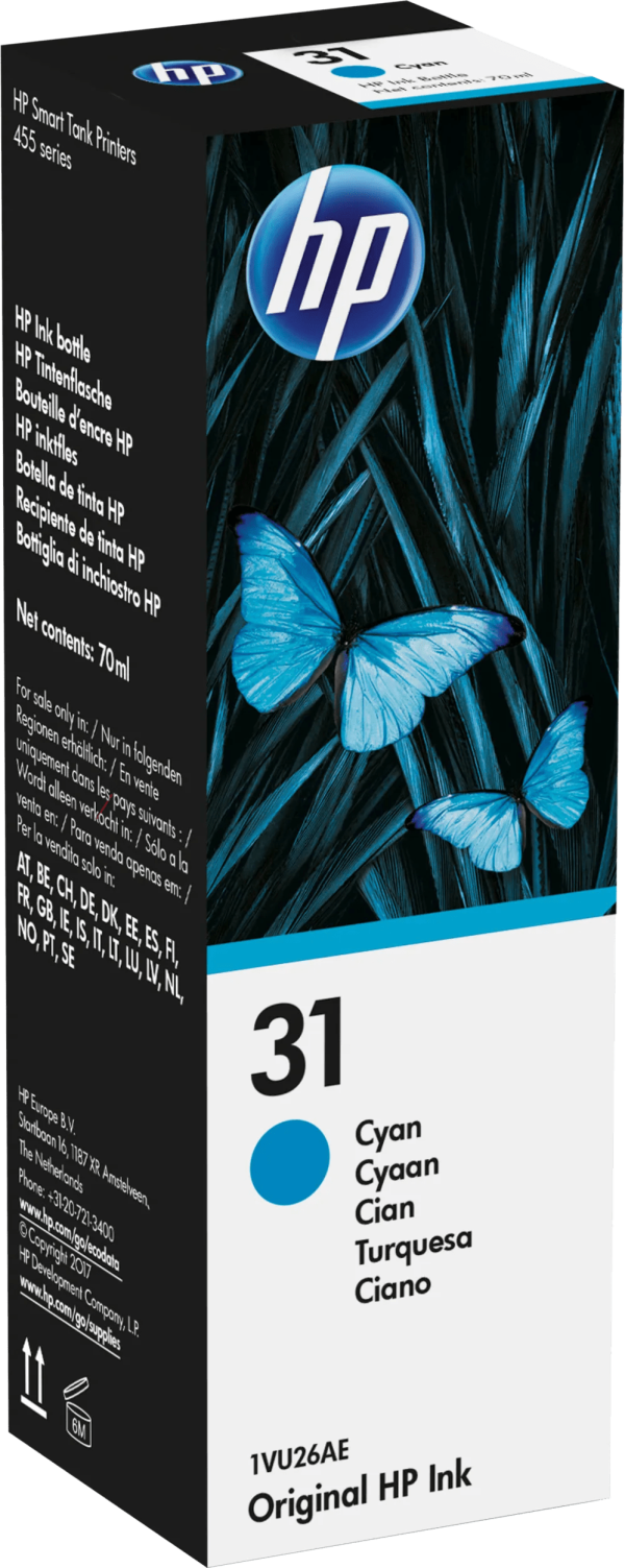 HP 31 Inktflesje Cyaan
