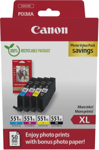 Canon cli-551xl cartridges combo pack 2 809798