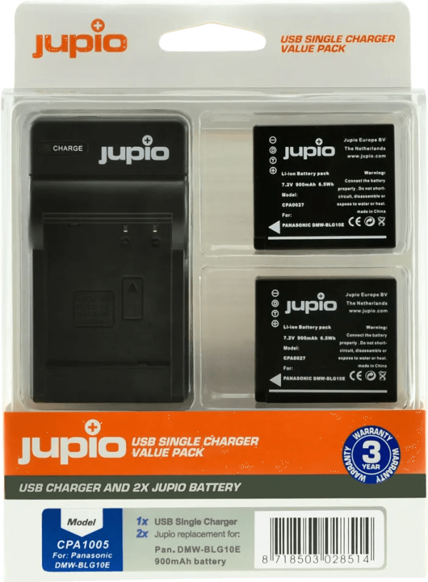 Jupio Kit: 2x Battery DMW-BLG10E + USB Single Charger
