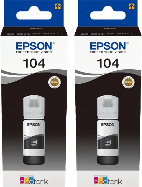 Epson 104 Inktflesjes Zwart Duo Pack