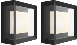 Philips hue econic muurlamp white and color zwart modern duo pack 2 861848