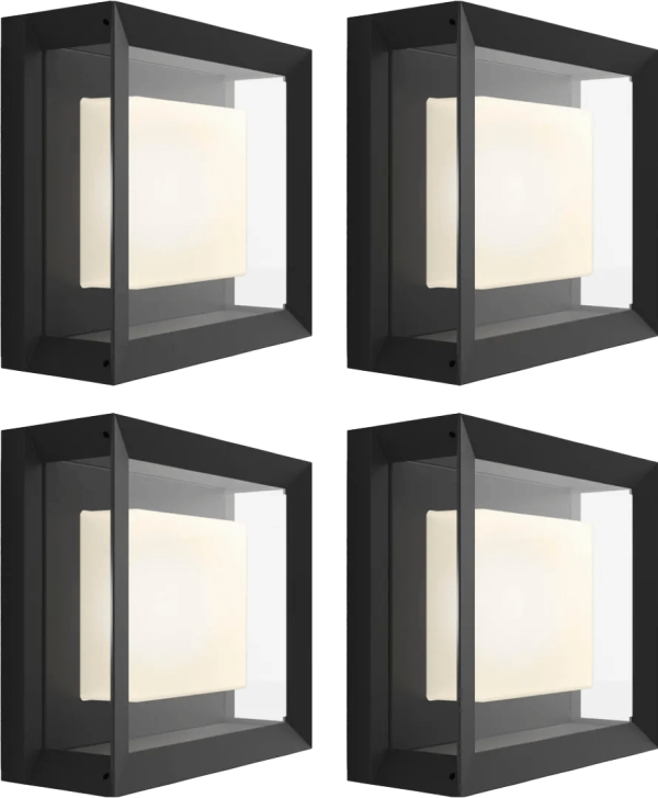 Philips Hue Econic muurlamp White and Color Zwart modern 4-pack
