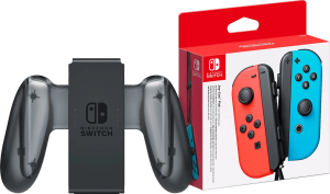 Nintendo switch joy-con set rood/blauw + nintendo switch joy-con charge grip 2 878286