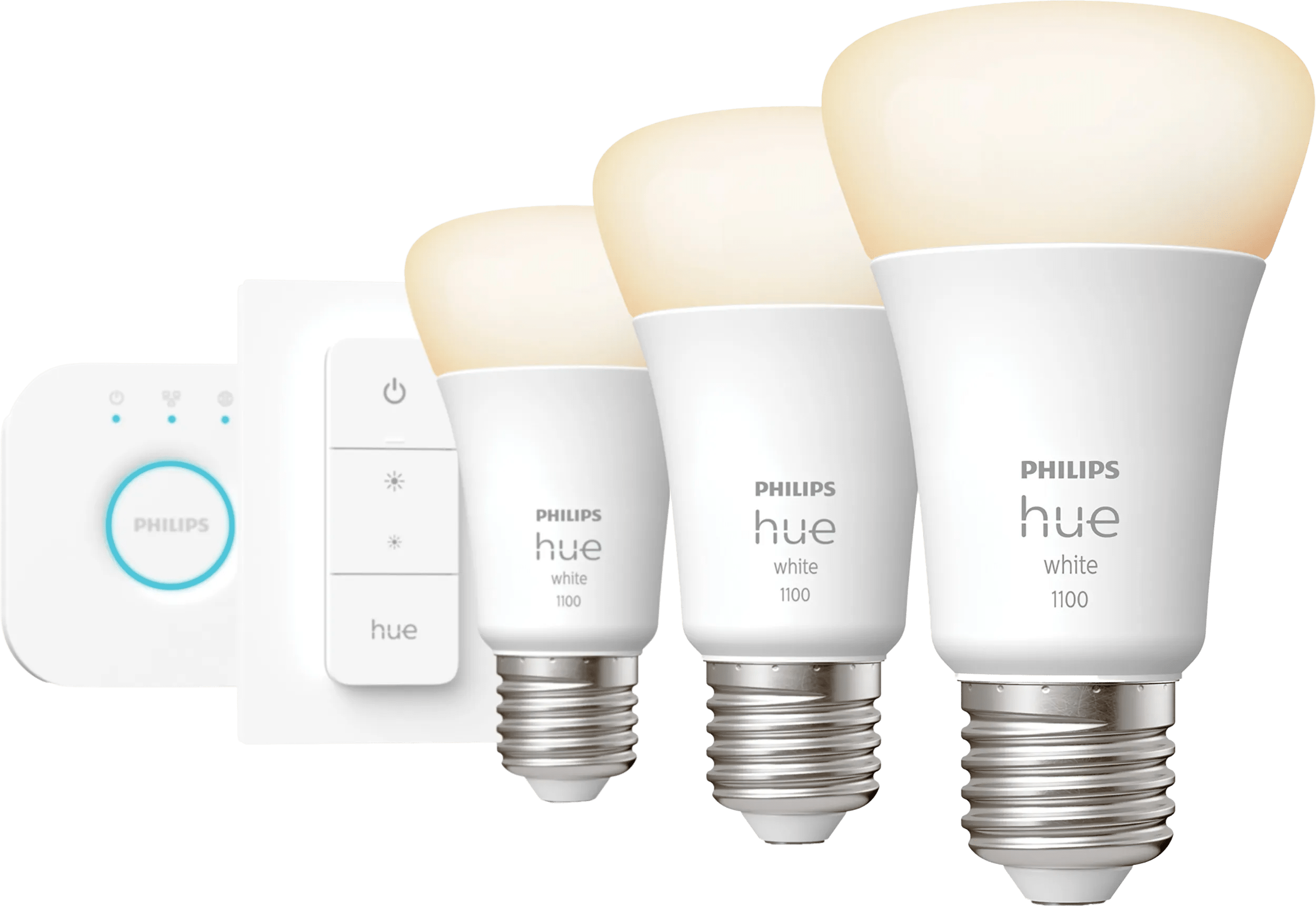 Philips hue white starter pack e27 met 3 lampen, dimmer + bridge 1 Philips hue white starter pack e27 met 3 lampen
