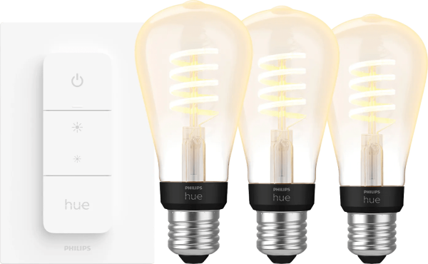 Philips Hue Filament White Ambiance Edison 3-pack + dimmer