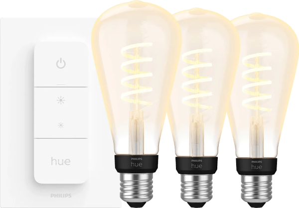 Philips Hue Filament White Ambiance Edison XL 3-pack + dimme