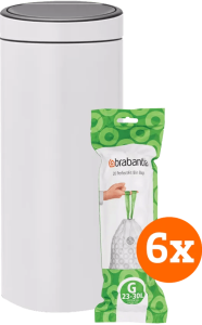 Brabantia touch bin 30 liter white + vuilniszakken (120 stuks) 2 899717