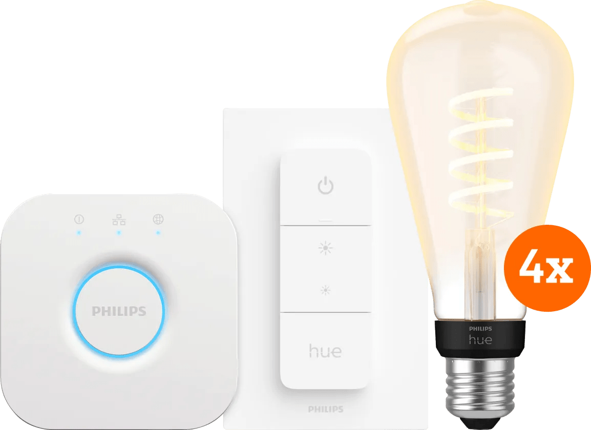 Philips hue filament white ambiance edison xl 4-pack startpakket 1 Philips hue filament white ambiance edison xl 4-pack startpakket