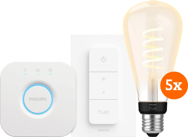 Philips Hue Filament White Ambiance Edison XL 5-Pack Startpakket
