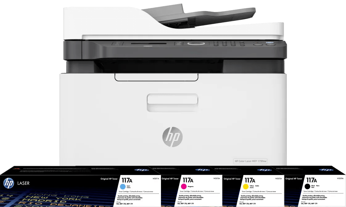 Hp color laser mfp 179fnw + 1 extra set toners 1 Hp color laser mfp 179fnw + 1 extra set toners
