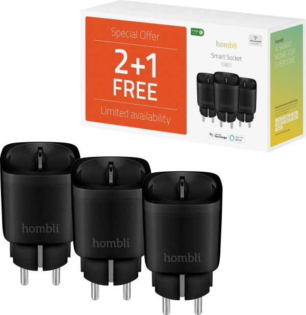 Hombli Slimme Stekker Zwart 3-Pack