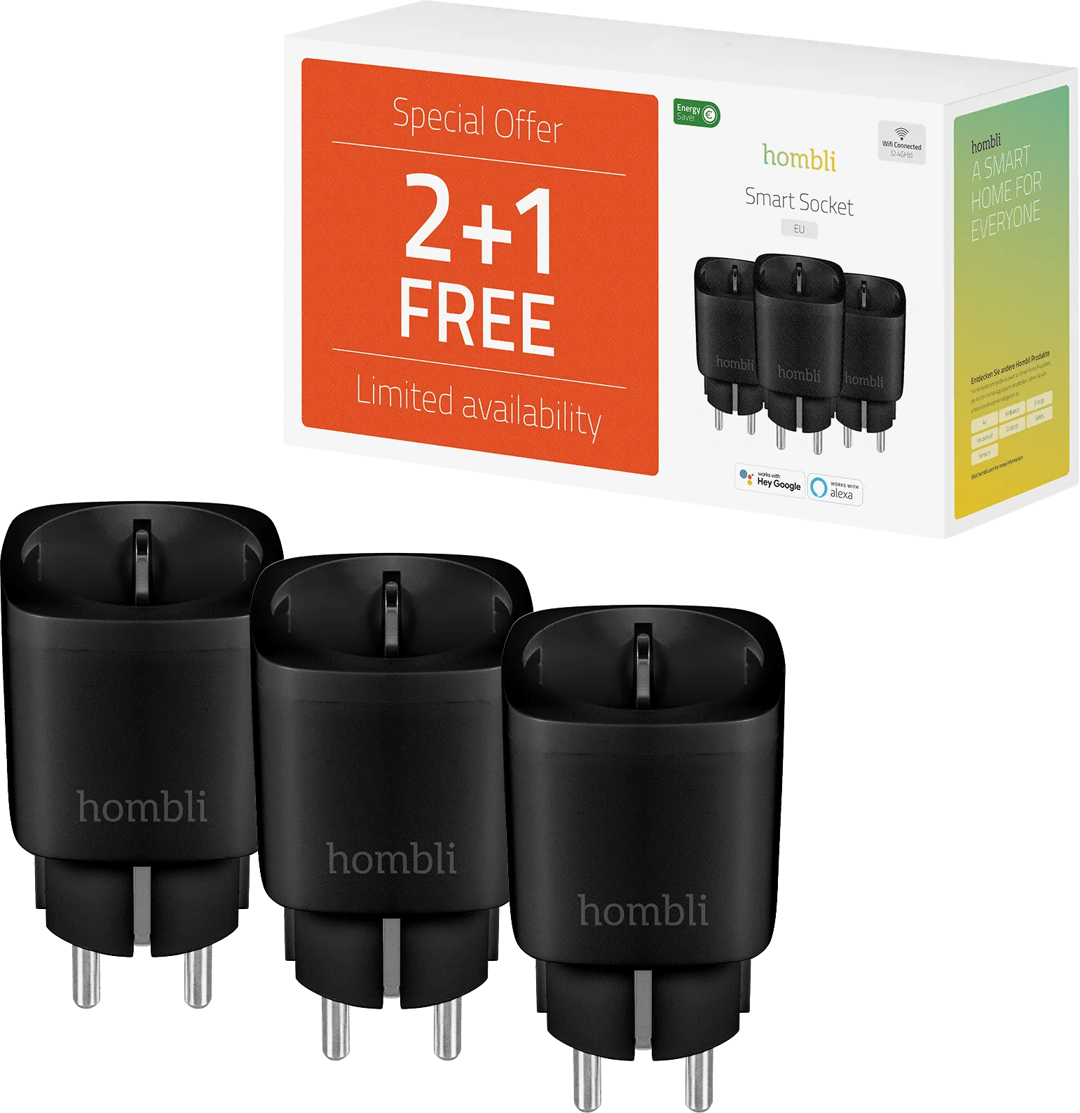 Hombli slimme stekker zwart 3-pack 1 Hombli slimme stekker zwart 3-pack