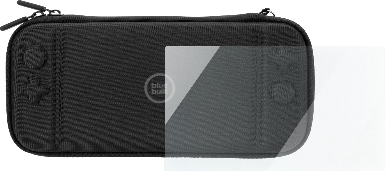 Bluebuilt nintendo switch hoesje + screenprotector glas 1 Bluebuilt nintendo switch hoesje + screenprotector glas