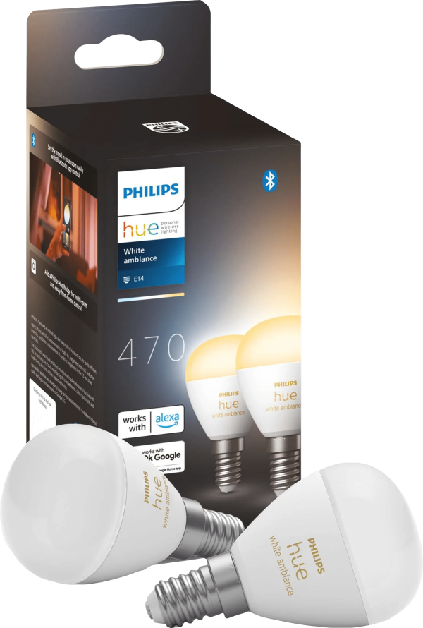 Philips Hue Luster kogellamp White Ambiance E14 2-pack