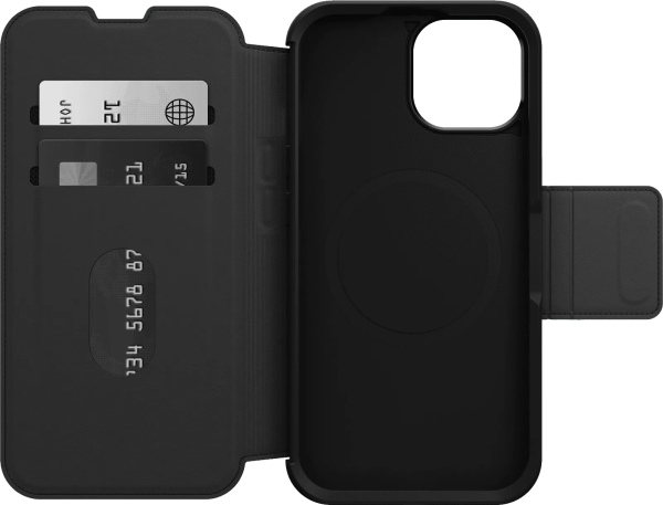 Otterbox Strada Apple iPhone 15 Book Case Leer Zwart Met MagSafe