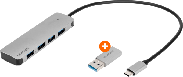 BlueBuilt 4-Poorts USB-A/C 3.0 Hub