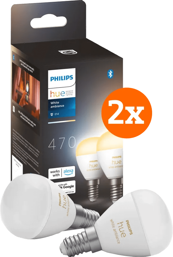 Philips Hue Luster kogellamp White Ambiance E14 4-pack