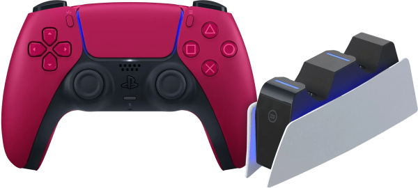 Sony PlayStation 5 DualSense Draadloze Controller Cosmic Red + BlueBuilt oplaadstation