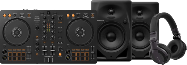 Pioneer DJ DDJ-FLX4 + Pioneer DJ HDJ-CUE1 + Pioneer DJ DM-50D Zwart