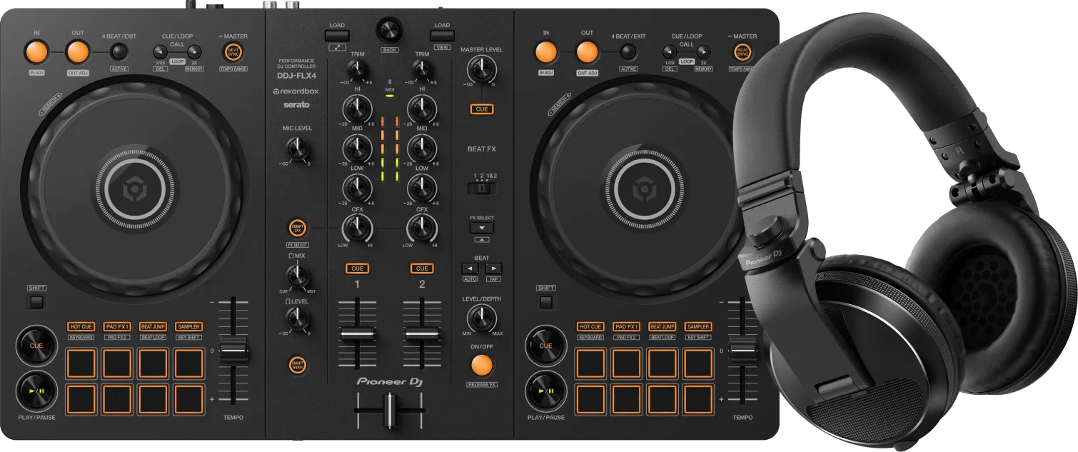 Pioneer dj ddj-flx4 + pioneer dj hdj-x5 zwart 1 Pioneer dj ddj-flx4 + pioneer dj hdj-x5 zwart
