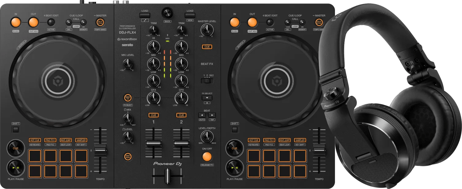 Pioneer dj ddj-flx4 + pioneer dj hdj-x7 zwart 1 Pioneer dj ddj-flx4 + pioneer dj hdj-x7 zwart