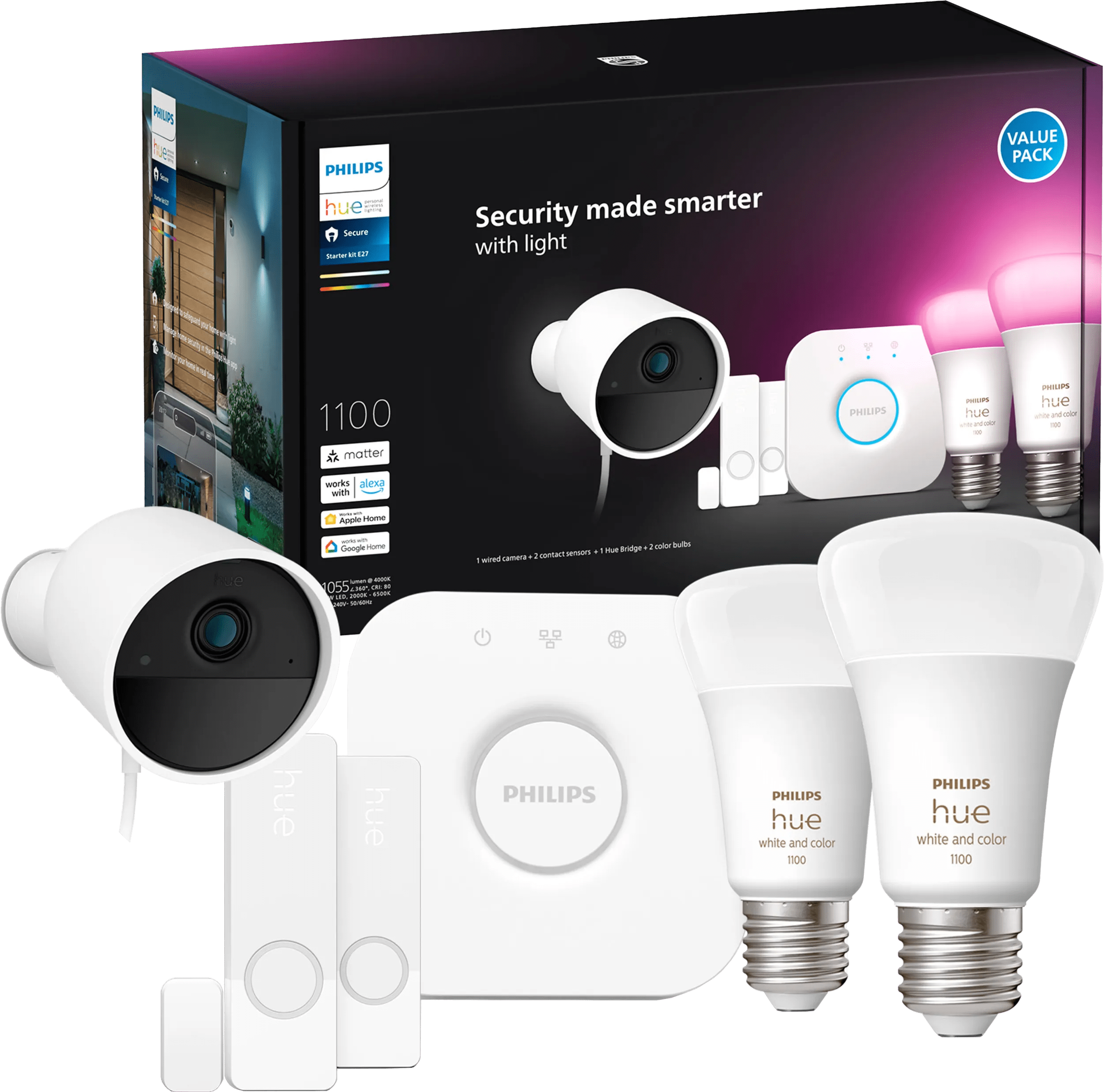 Philips hue secure starterkit - white and color - e27 1 Philips hue secure starterkit - white and color - e27