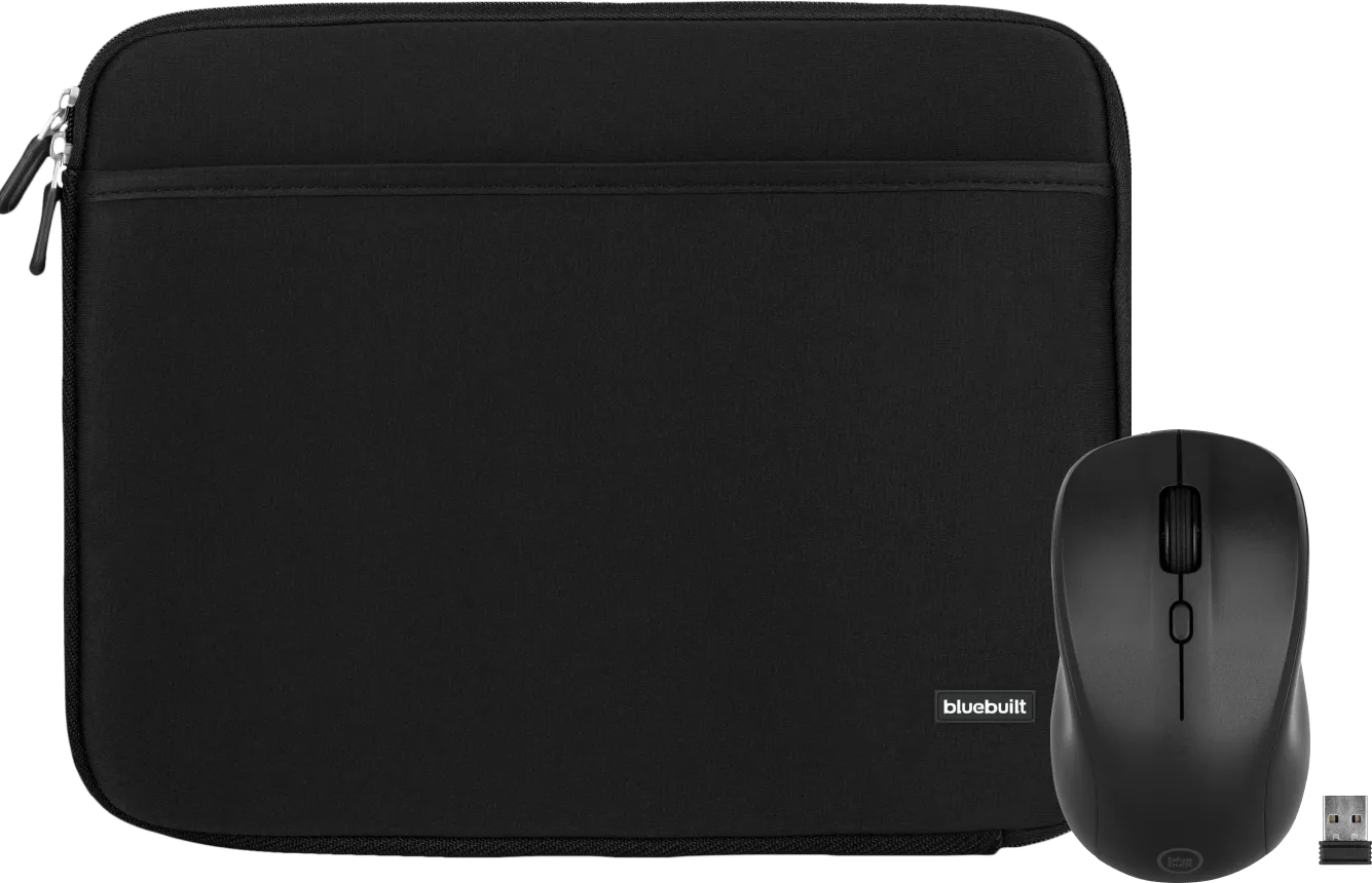 Bluebuilt laptophoes breedte 37 cm 15-16 inch s zwart + nexum draadloze muis 1 Bluebuilt laptophoes breedte 37 cm 15-16 inch s zwart + nexum draadloze muis