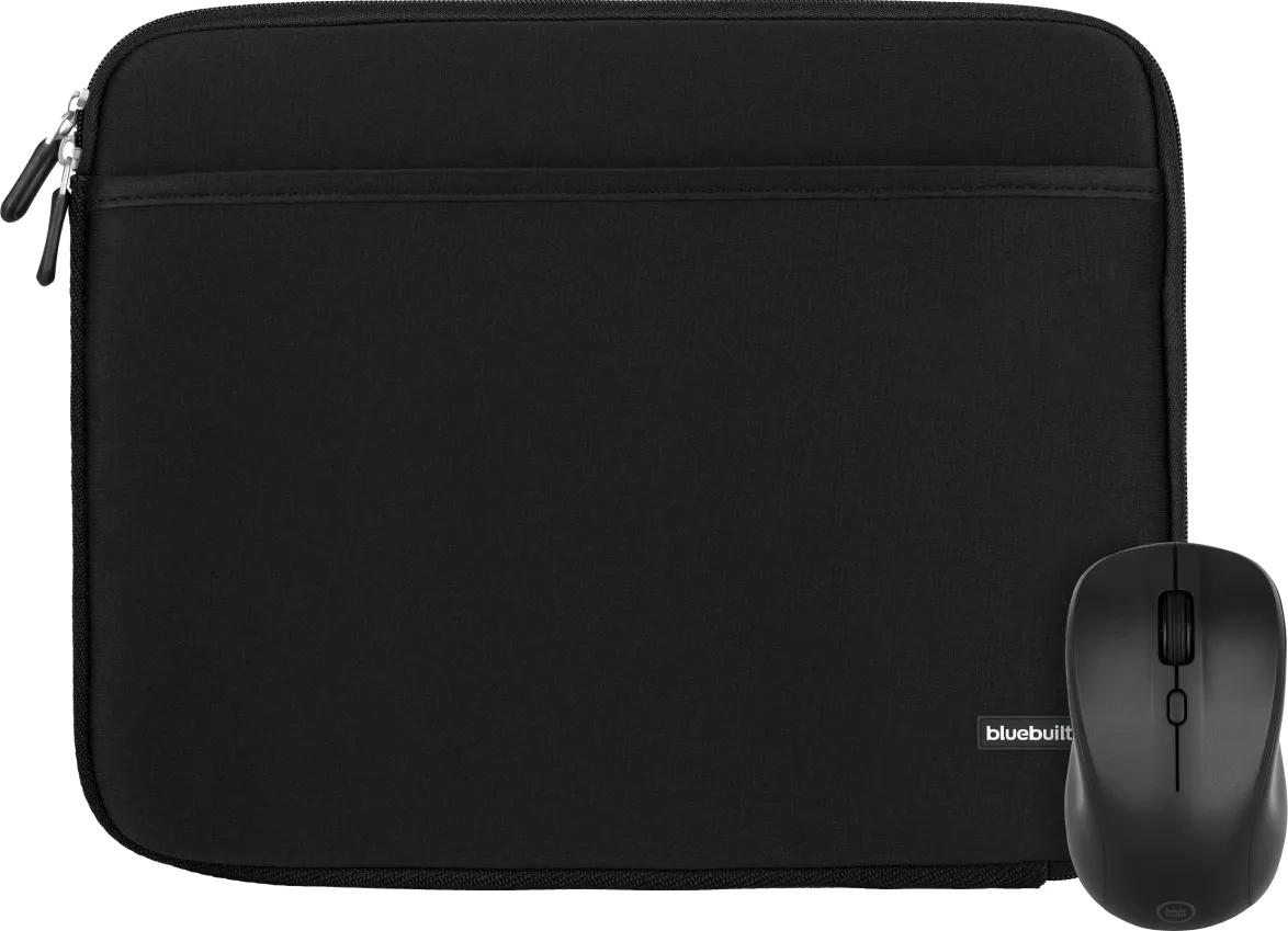 Bluebuilt laptophoes breedte 33 cm 14 inch m zwart + nexum draadloze muis 1 Bluebuilt laptophoes breedte 33 cm 14 inch m zwart + nexum draadloze muis