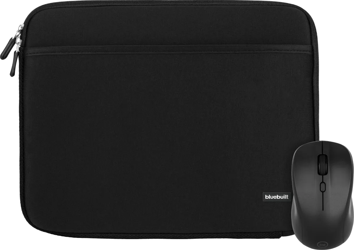 Bluebuilt laptophoes breedte 33 cm 14 inch s zwart + nexum draadloze muis 1 Bluebuilt laptophoes breedte 33 cm 14 inch s zwart + nexum draadloze muis