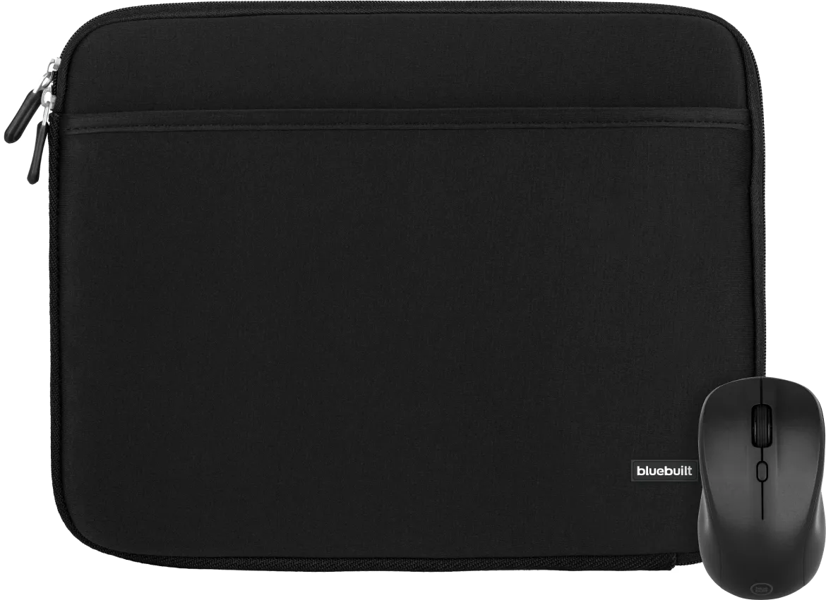 Bluebuilt laptophoes breedte 36 cm 15 inch m zwart + nexum draadloze muis 1 Bluebuilt laptophoes breedte 36 cm 15 inch m zwart + nexum draadloze muis