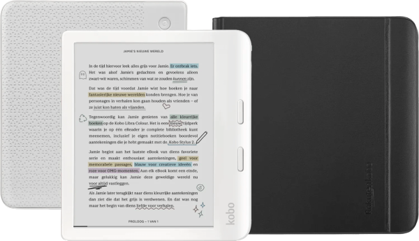 Kobo Libra Colour Wit + Notebook Sleep Cover Zwart