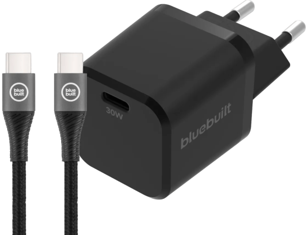 BlueBuilt Power Delivery Oplader 30W + Usb C Kabel 1