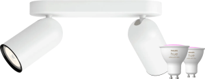 Philips pongee opbouwspot - 2 spots - wit + philips hue white and color gu10 (2x) 2 952053
