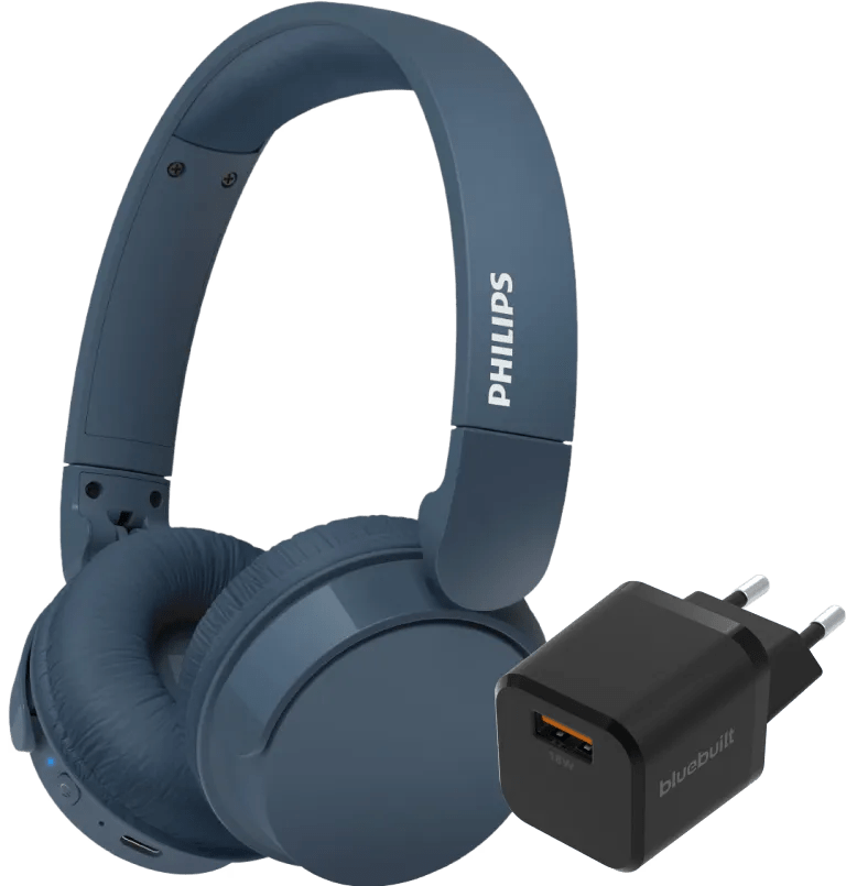 Philips tah4209 blauw + bluebuilt quick charge oplader met usb a poort 18w zwart 1 Philips tah4209 blauw + bluebuilt quick charge oplader met usb a poort 18w zwart