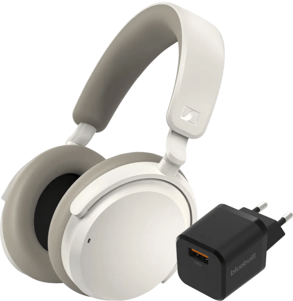 Sennheiser Accentum Wireless Wit + BlueBuilt Quick Charge Oplader Usb A Poort 18W Zwart