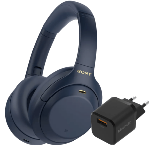 Sony wh-1000xm4 blauw + bluebuilt quick charge oplader met usb a poort 18w zwart 2 954466