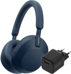 Sony wh-1000xm5 blauw + bluebuilt quick charge oplader met usb a poort 18w zwart 2 954475