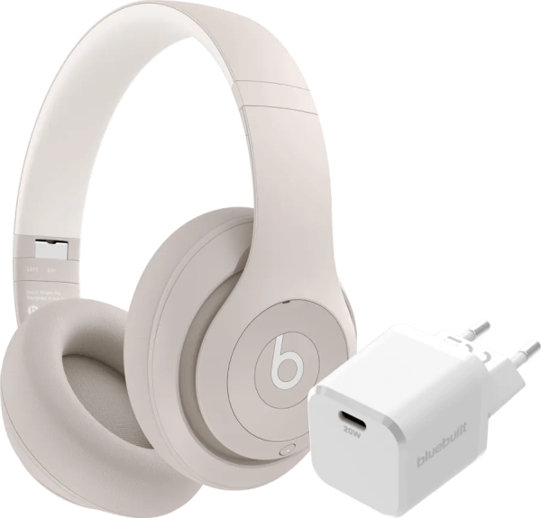 Beats Studio Pro Crème + BlueBuilt Power Delivery Oplader met Usb C Poort 20W Wit