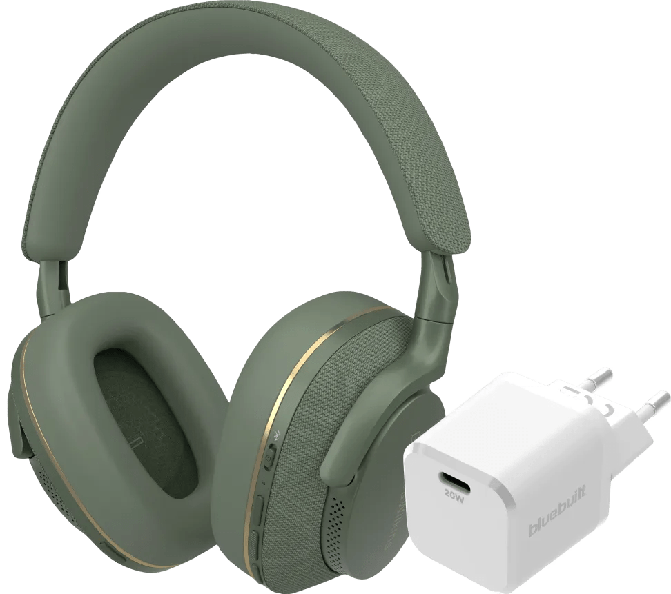 Bowers & wilkins px7 s2e groen + bluebuilt power delivery oplader met usb c poort 20w wit 1 Bowers & wilkins px7 s2e groen + bluebuilt power delivery oplader met usb c poort 20w wit