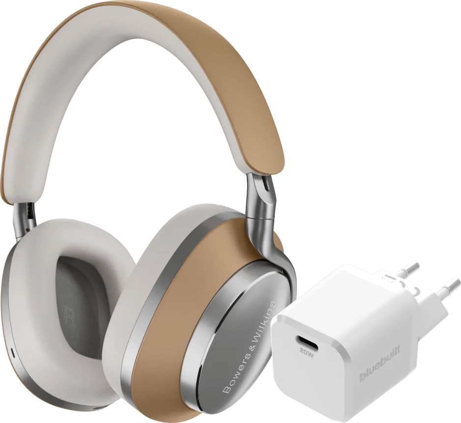 Bowers & wilkins px8 bruin + bluebuilt power delivery oplader met usb c poort 20w wit 1 Bowers & wilkins px8 bruin + bluebuilt power delivery oplader met usb c poort 20w wit