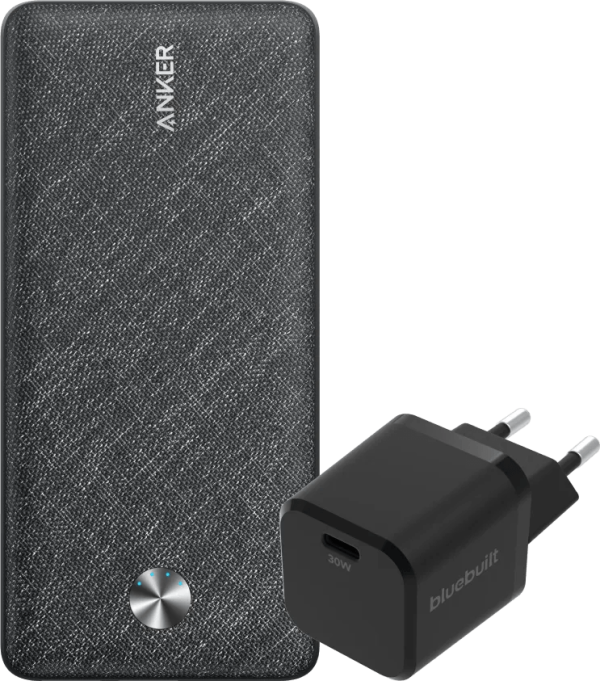 Anker Powerbank 20.000 mAh Quick Charge en Power Delivery Zwart + Oplader 30W Zwart