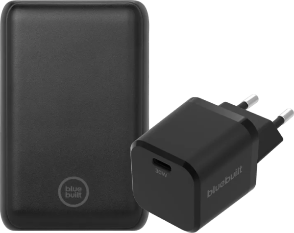BlueBuilt Powerbank met Snelladen 10.000 mAh + Oplader 30W Zwart