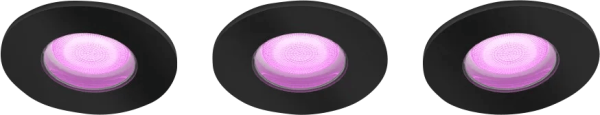Philips Hue Xamento badkamer inbouwspot White and Color - Zwart - Rond 3-pack
