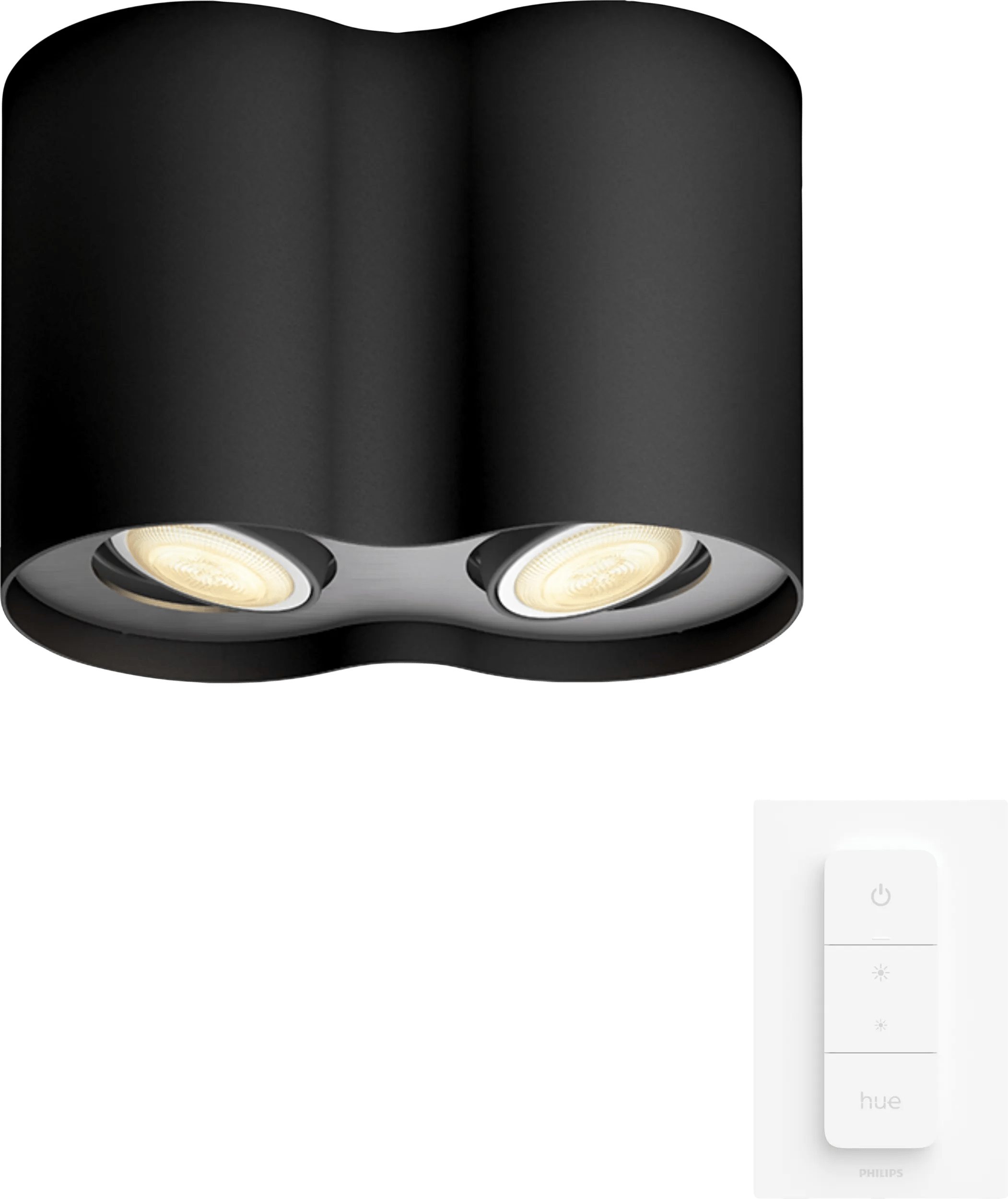 Philips hue pillar opbouwspot white ambiance - zwart - 2-spots + dimmer 1 Philips hue pillar opbouwspot white ambiance - zwart - 2-spots + dimmer