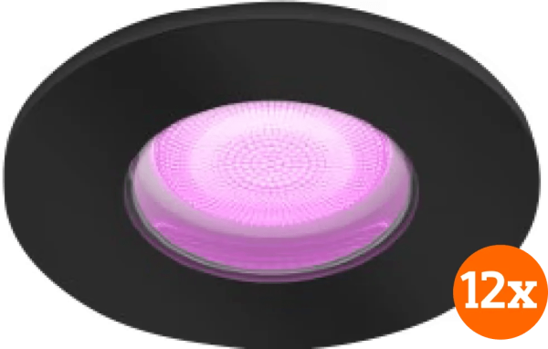 Philips Hue Xamento badkamer inbouwspot White and Color - Zwart - Rond 12-pack