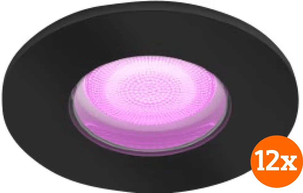 Philips hue xamento badkamer inbouwspot white and color - zwart - rond 12-pack 1 Philips hue xamento badkamer inbouwspot white and color - zwart - rond 12-pack