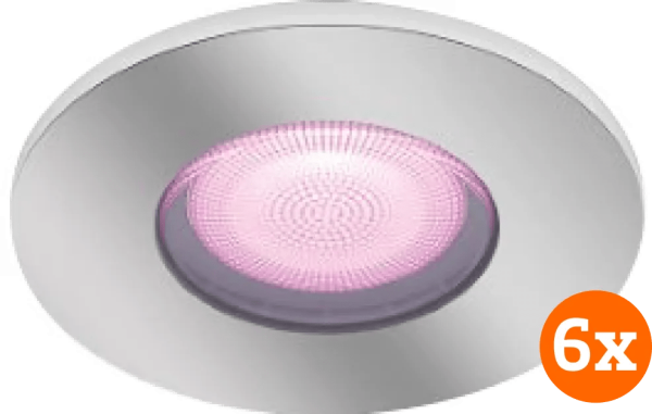 Philips Hue Xamento badkamer inbouwspot White and Color - Chroom - Rond 6-pack