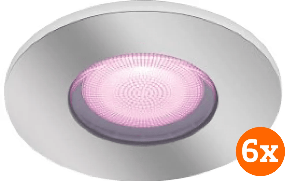 Philips hue xamento badkamer inbouwspot white and color - chroom - rond 6-pack 1 Philips hue xamento badkamer inbouwspot white and color - chroom - rond 6-pack
